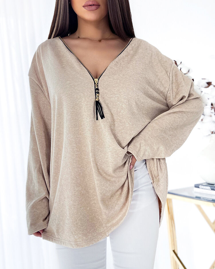 Royalfashion Дамска блуза oversize в бежово