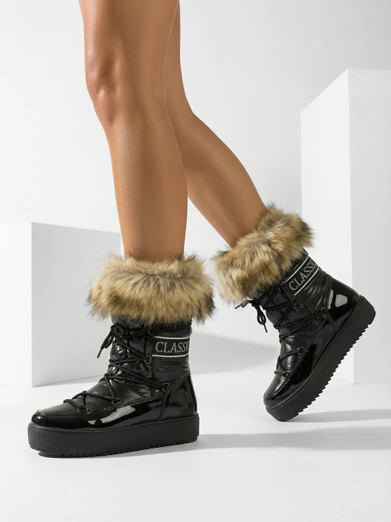 Royalfashion Черни ботуши a'la snow boots за жени Gomllo
