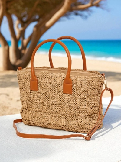 Royalfashion Голяма сламена дамска чанта Aureliana Savio