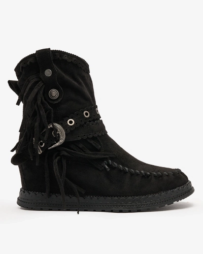 Royalfashion Черни дамски ботуши със скрита котва Dibisa