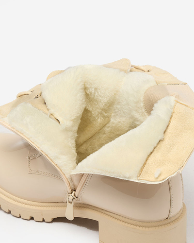 Royalfashion Бежови дамски ботуши Seddaga от еко кожа