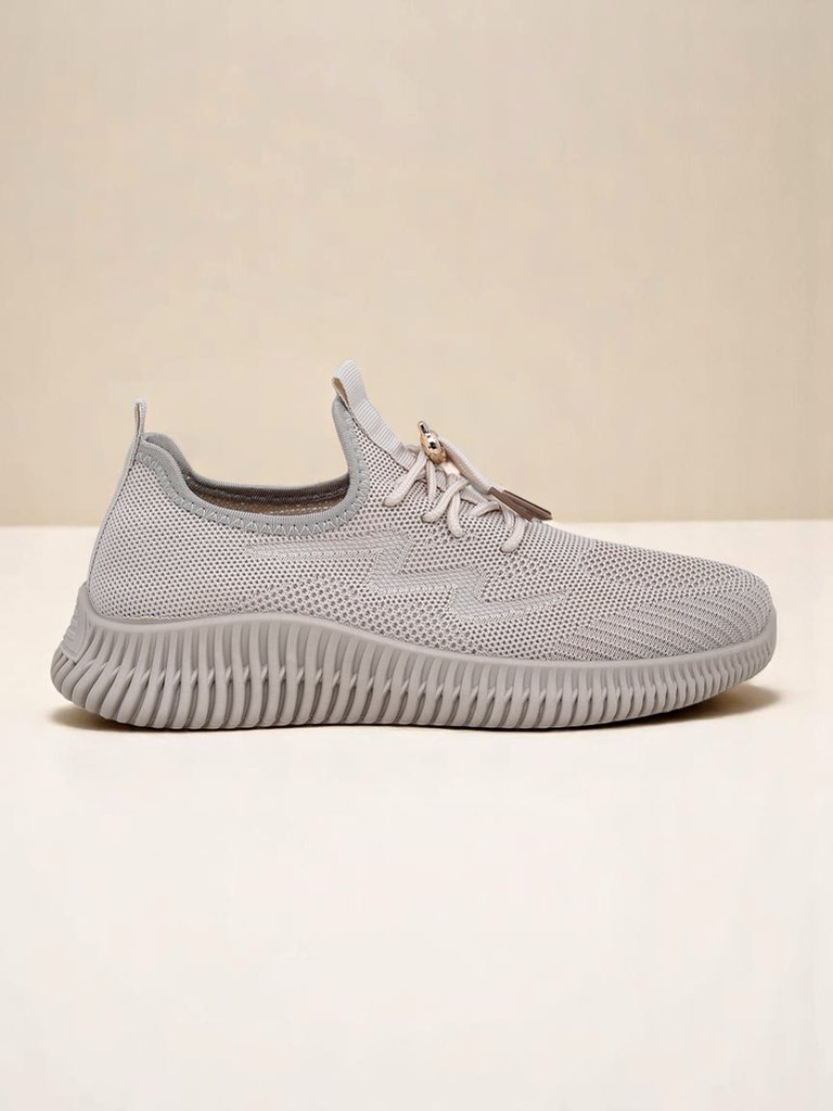 Aurelia Beige Royalfashion – Дамски бежови маратонки, плат, връзки