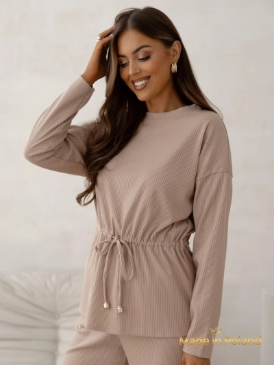 Royalfashion Дамски комплект от памук, в стил плетен, на райета