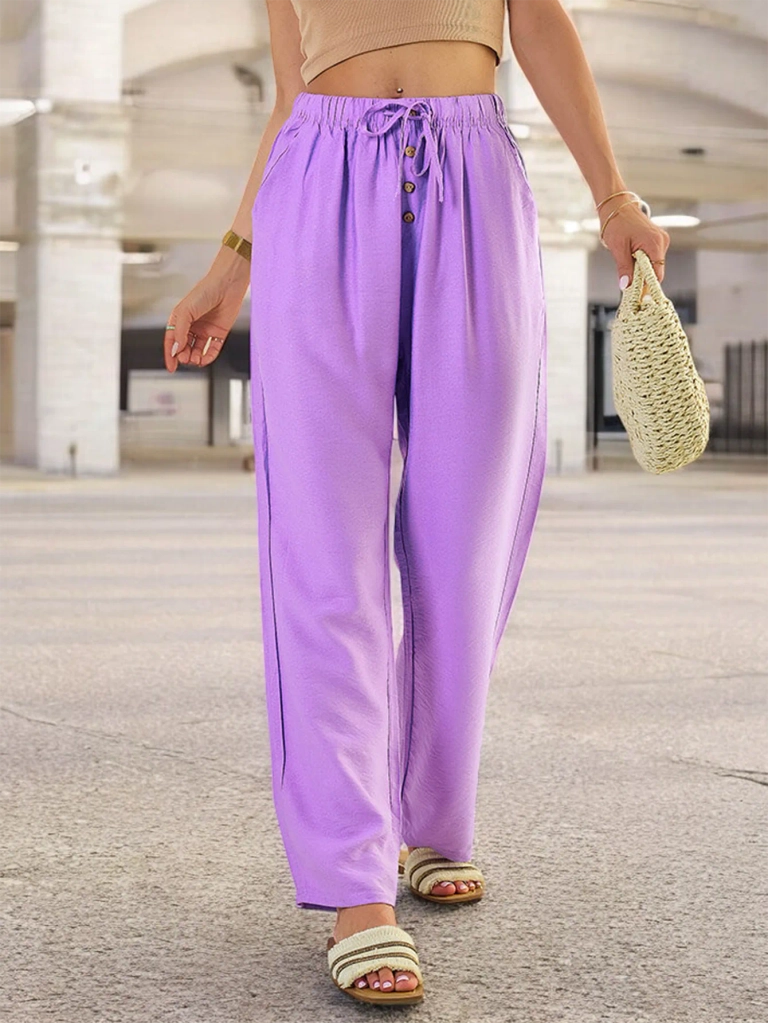 Royalfashion Дамски широки панталони от плат