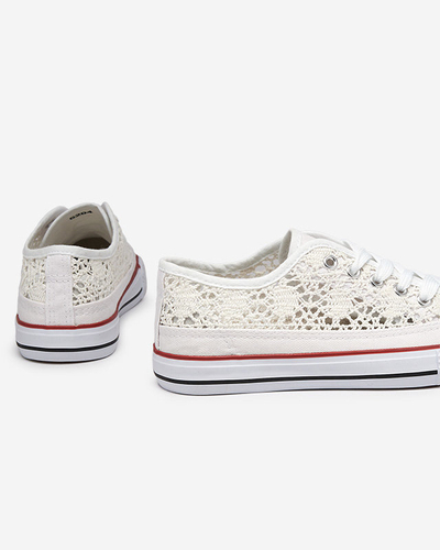 Białe damskie ażurowe trampki Tareni - Obuwie