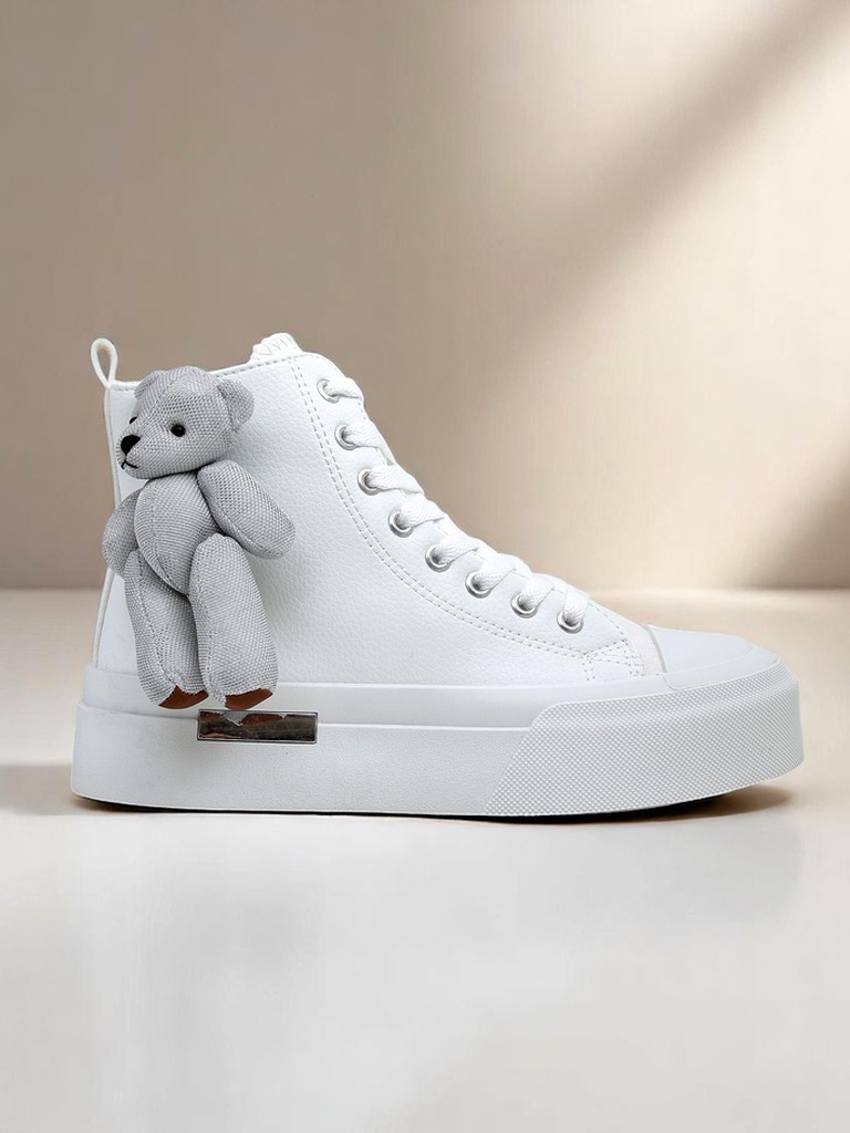 Royalfashion Дамски високи кецове с мече Теди