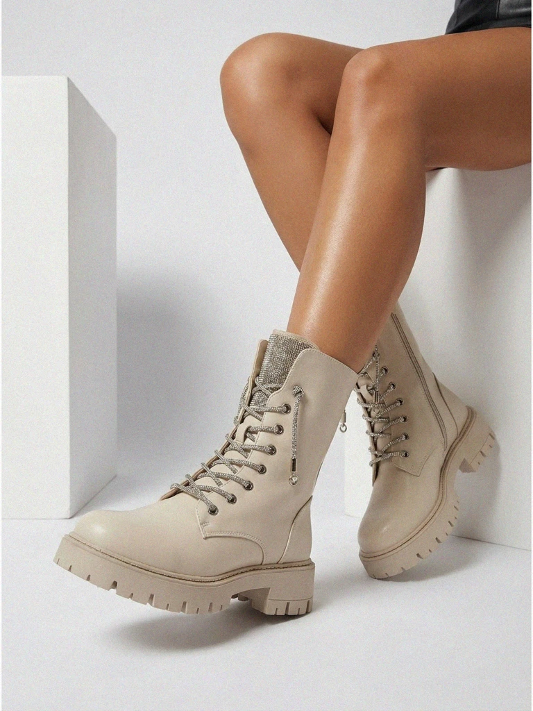 Дамски еко кожени боти с връзки Farly