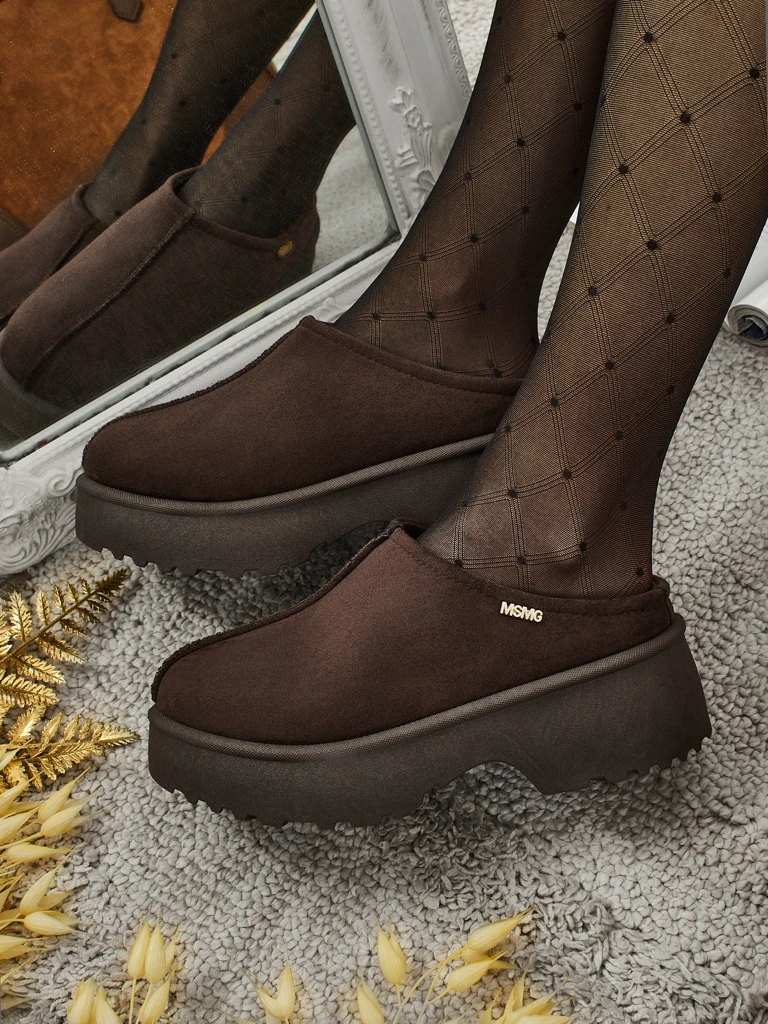 Къси дамски боти а'ла сноубутс с пухкава подплата Noelina