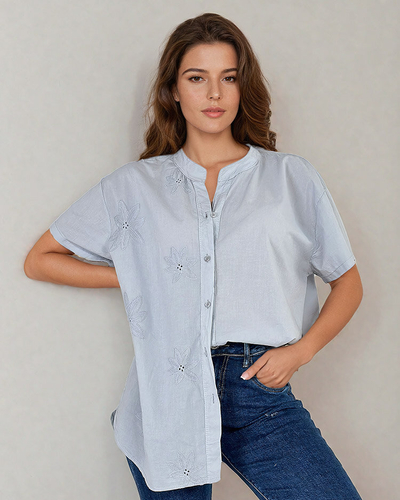 Royalfashion Дамска риза oversize с бродерия