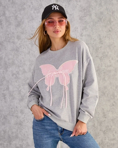 Royalfashion Дамски памучен суитшърт с тънък принт