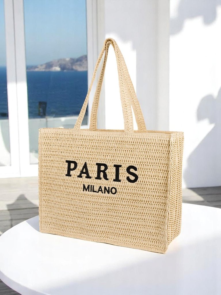 Royalfashion Голяма дамска сламена чанта Paris Milano Голямa