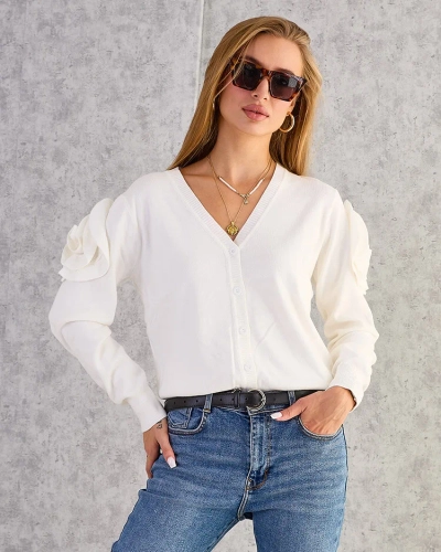 Royalfashion Дамски пуловер с разкопчани копчета