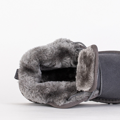 Szare dziecięce krótkie sznurowane śniegowce Tibilis- Obuwie