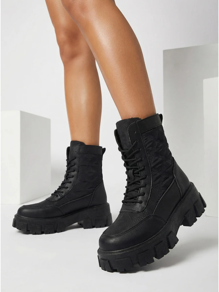 Дамски еко кожени боти с връзки Solvi