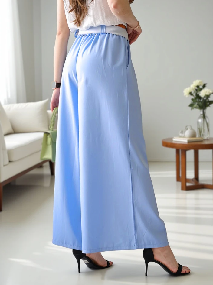 Royalfashion Широки дамски панталони с колан