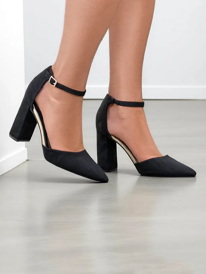 Обувки с токчета от еко велур на Royalfashion Calde