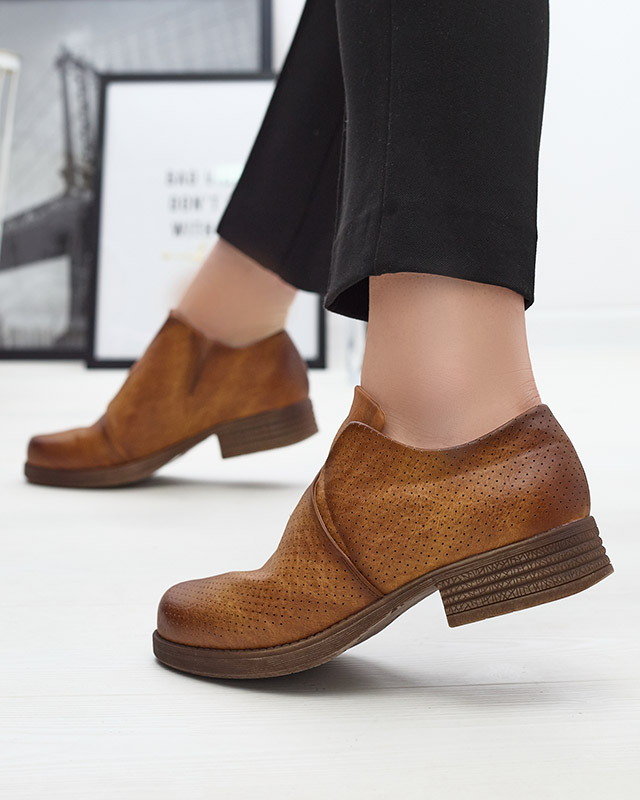 Дамски полуботуши от екокожа Камел Илиопа- Обувки