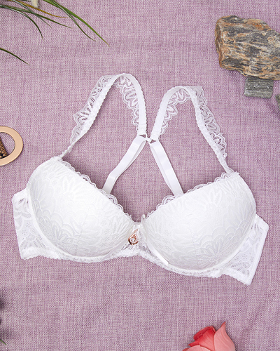 Damski biustonosz z koronką w kolorze ecru- Bielizna