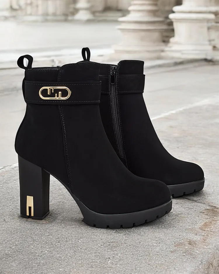 Дамски глезенски боти от Royalfashion на килимче ток Effe