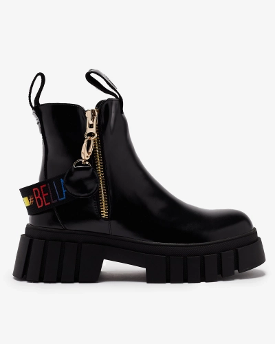 Royalfashion Черни дамски ботуши от екокожа Ceriop