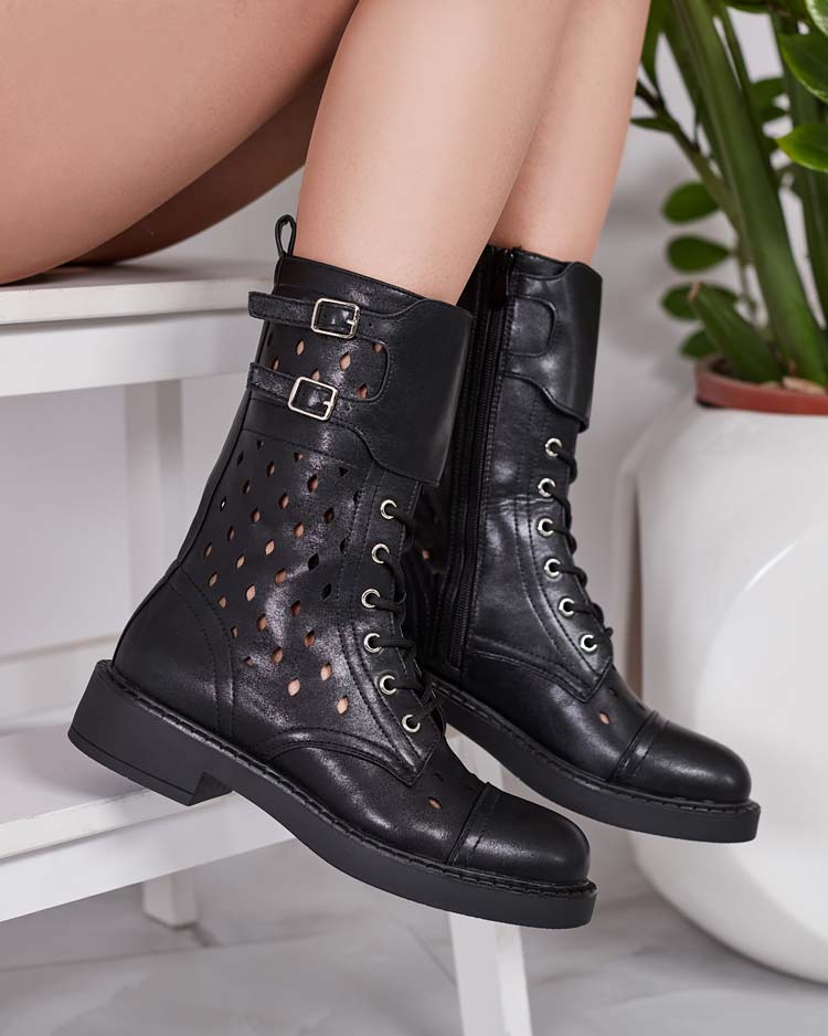 Royalfashion Дамски ботуши с ажурна дантела Belsel