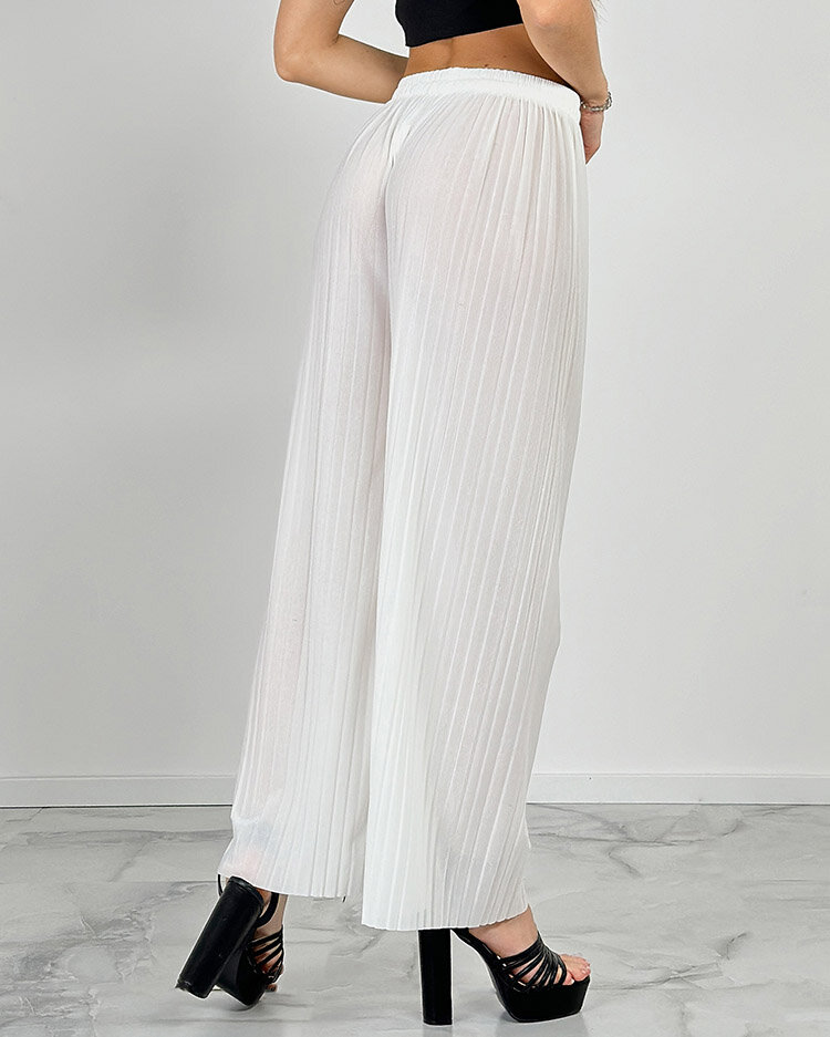 Royalfashion Дамски широки плисирани панталони