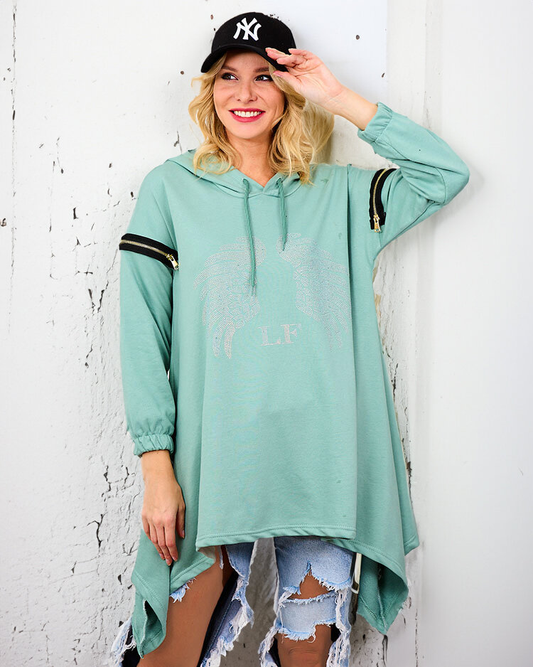 Royalfashion Зелен дамски суитшърт с ципове