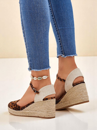 Дамски платформи Aurelia Leopard Royalfashion, екологична кожа, камел