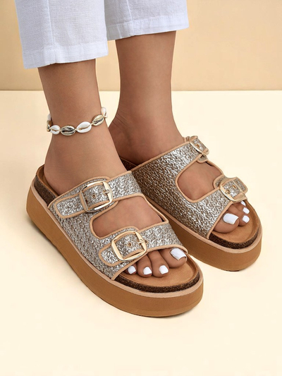 Royalfashion Дамски джапанки на платформа Nora Woven