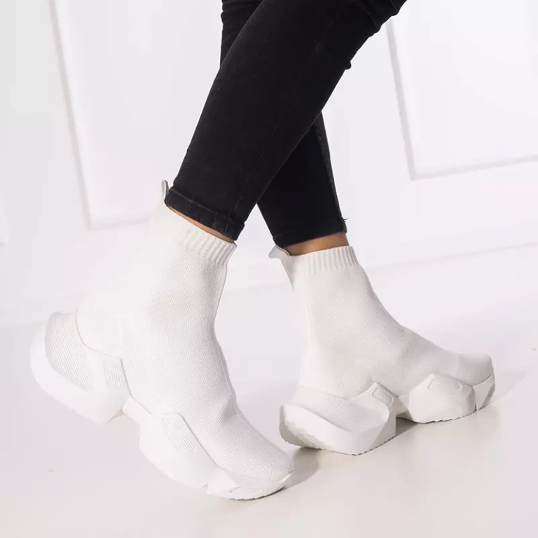 OUTLET Białe damskie wysokie sportowe buty Gohi - Obuwie