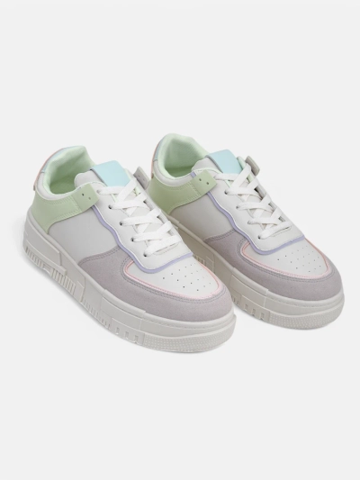 Дамски сникърси Lycaste бежови от екологична кожа на равна подметка