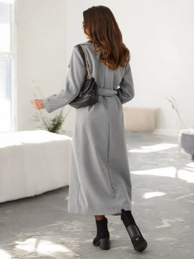 Royalfashion Дамско Дълго Палто с Колан