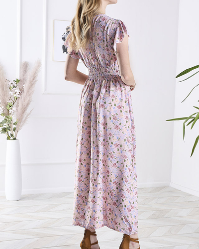 Розова дамска флорална миди рокля - Облекло