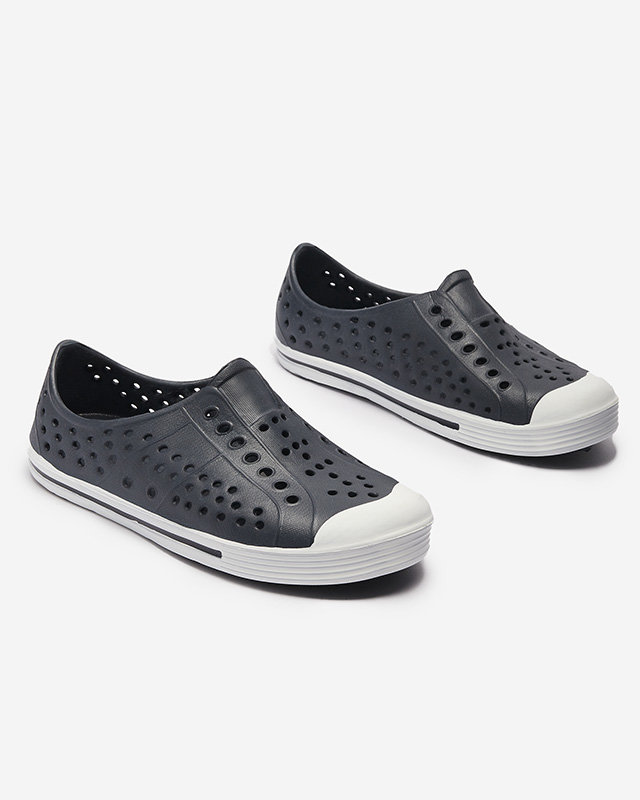 Детски гумени маратонки с ажурна украса в морско синьо Jiteri - Обувки