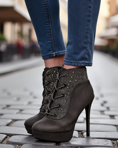 Обувки до глезена за жени Royalfashion с камъни Efelolo