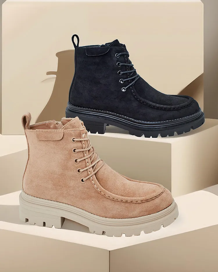 Дамски ботуши до глезена Royalfashion с връзки Rullose