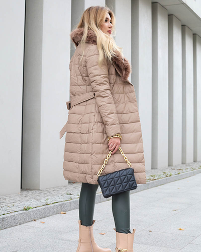 Дамско кафяво зимно яке - Облекло