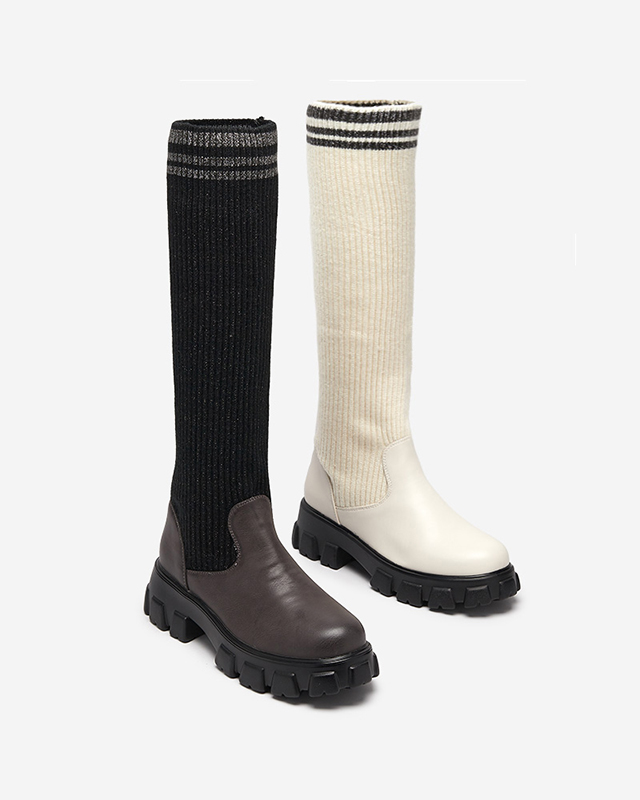 Черни и кафяви дамски ботуши Alerpi- Обувки