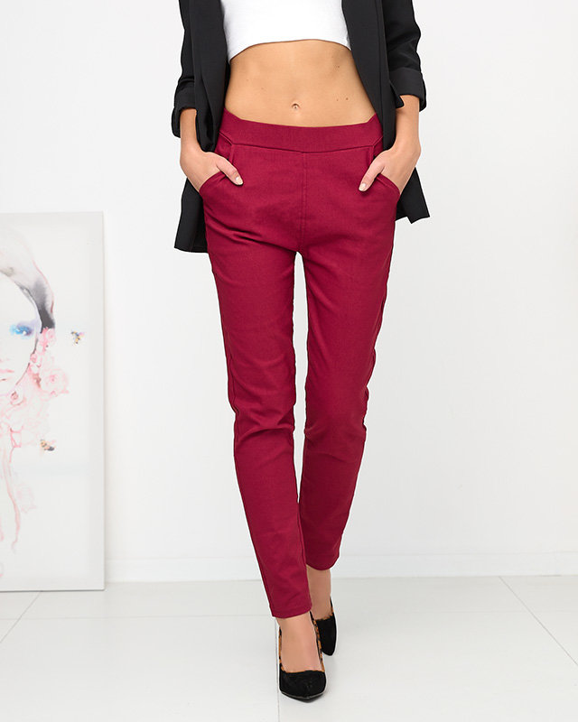 Дамски изолирани дамски панталони в бордо - Облекло