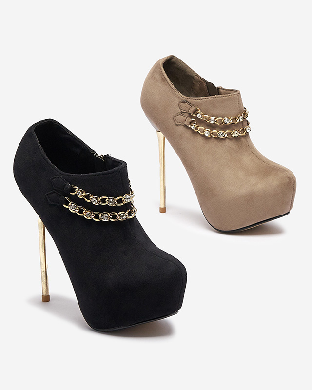 Сиво-бежови дамски обувки с висок ток Ehcso- Footwear