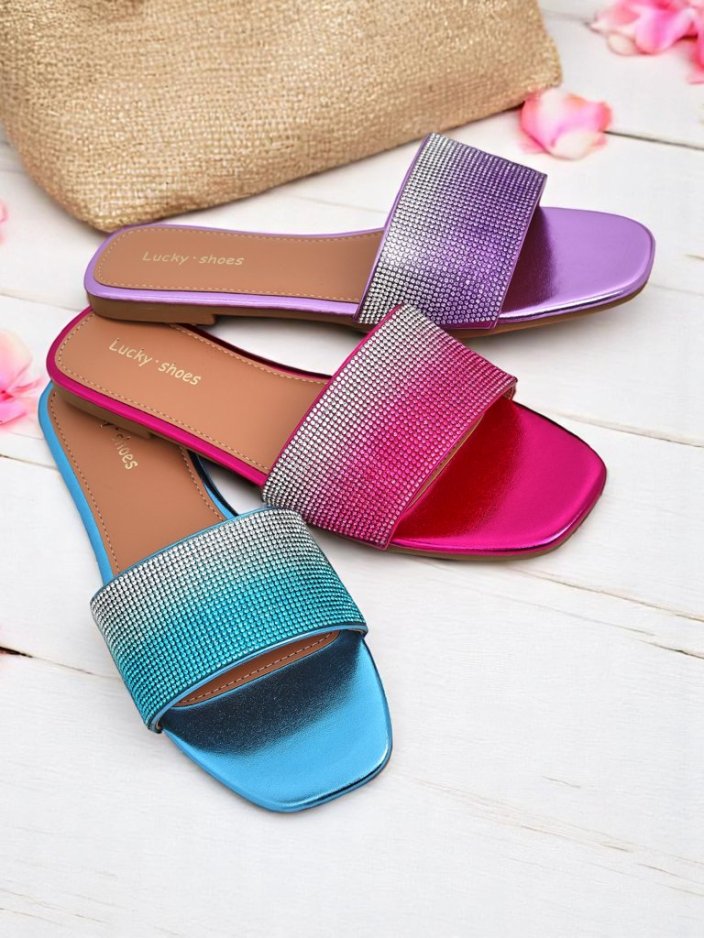 Royalfashion Дамски чехли с цирконии ShinyGlow