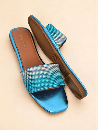 Royalfashion Дамски чехли с цирконии ShinyGlow