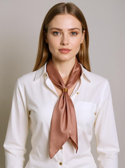 Apollonia Тъмнoкафяв Дамски Шал от Сатенен Полиестер 69x66 см