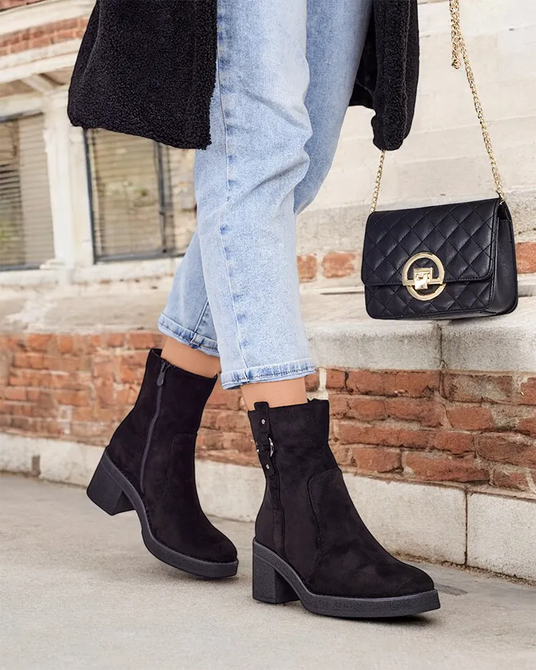 Дамски глезенови ботуши Royalfashion на ток Борон