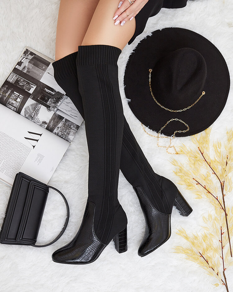 Royalfashion Дамски ботуши с приплъзване над коляното Nolera