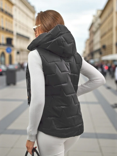 Дамска капитонирана жилетка с качулка Crimson Haze