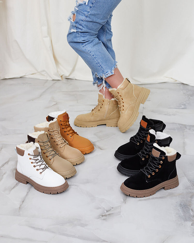 Royalfashion Бежови дамски изолирани ботуши тип "трапер" Radoras