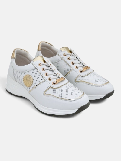 Дамски сникърси на платформа Calista Athena бели еко кожа