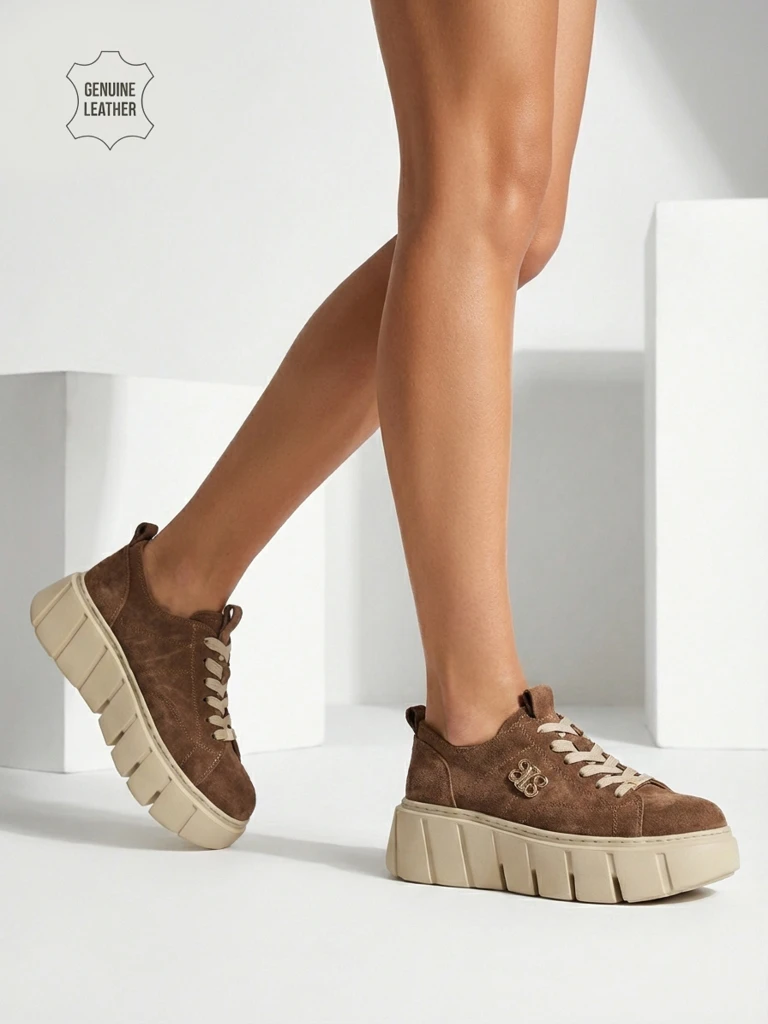 Спортни дамски маратонки от естествена кожа Renos