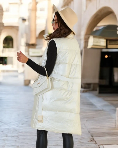 Royalfashion Дълга дамска жилетка a'la leather